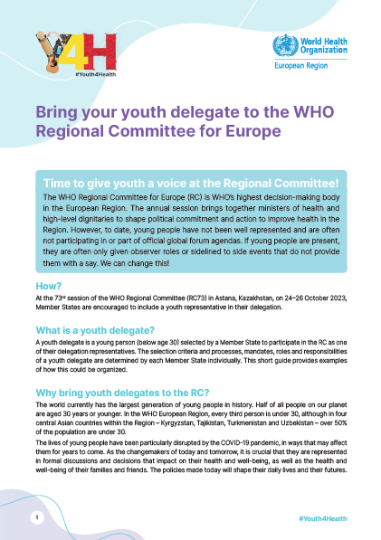 Bring your youth delegate to the WHO Regional Committee for Europe
