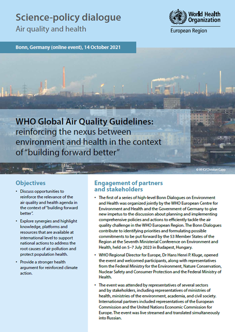 WHO Global Air Quality Guidelines: reinforcing the nexus between environment and health in the context of “building forward better”