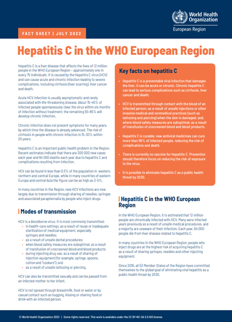 Hepatitis C in the WHO European Region - factsheet July 2022