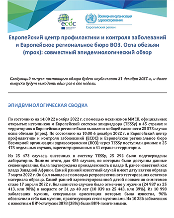 Европейский центр профилактики и контроля заболеваний и Европейское региональное бюро ВОЗ. Оспа обезьян (mpox): совместный эпидемиологический обзор1 февраля 2023 г.