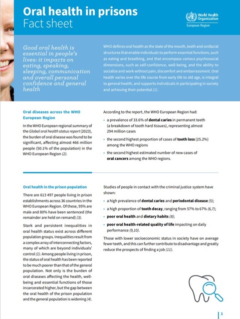 Oral health in prisons - Fact sheet