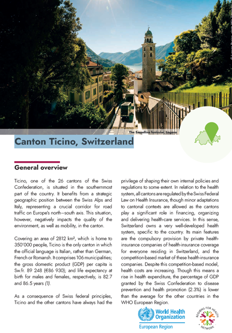 Regions for Health Network: Region profiles 2023 - Canton Ticino, Switzerland