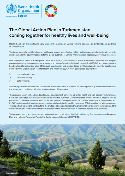 The Global Action Plan in Turkmenistan: coming together for healthy lives and well-being