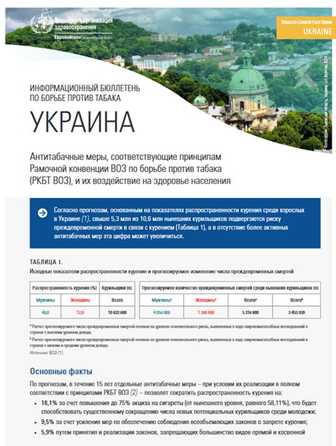 Информационный бюллетень по борьбе против табака - Украина