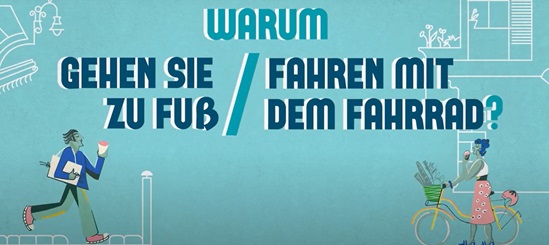 Grafikelement über das Gehen und Radfahren